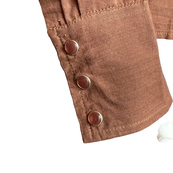 Panhandle Slim Embroidered Shirt Womens Large Brown Floral Long Sleeve Cotton - Picture 6 of 8